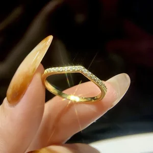 GRA V-Shaped Moissanite Shining Rings For Women 925 Sterling Silver With White Golden Pure Diamond Engagement Wedding Jewelry