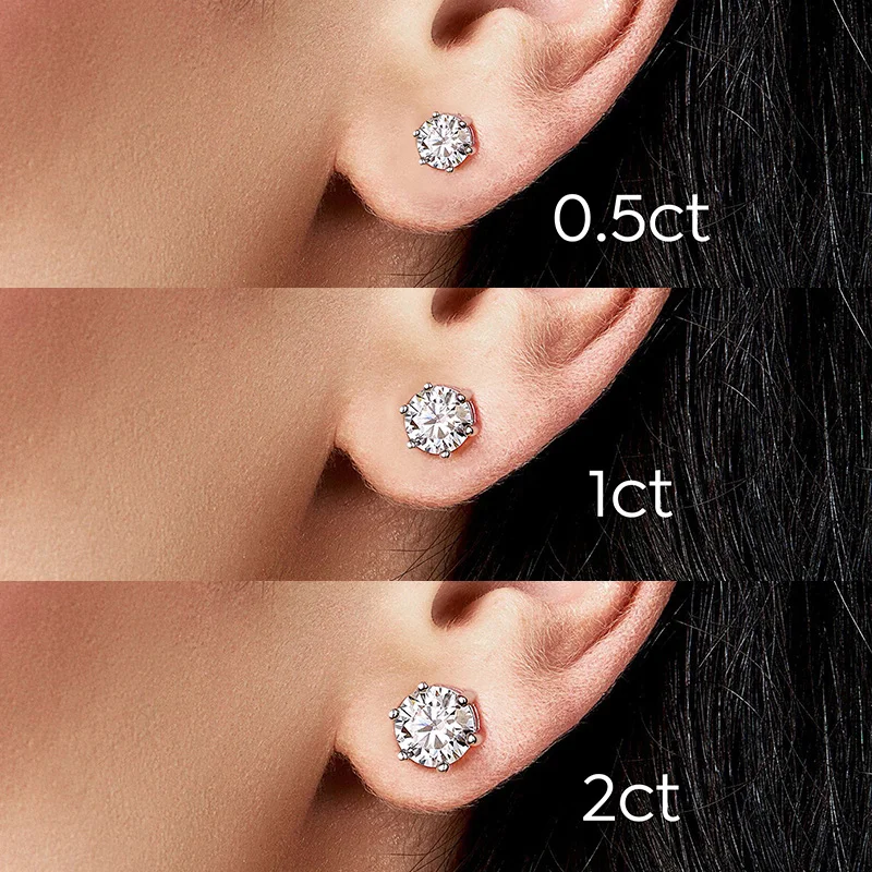 GRA 0.5ct-2ct D Color Certified Moissanite Stud Earrings Lab Created Diamond 925 Sterling Silver Gold Plated Wedding Jewelry - Image 3