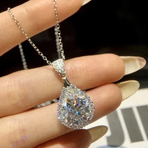 GRA Luxury 5CT D Color Moissanite Diamond Water Drop Necklace for Woman 925 Sterling Silver Chain with Certificate Fine Jewelry