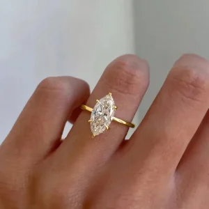 GRA Luxury Fashion 1-2CT Real Marquise Moissanite Diamond Wedding Engagement Rings for Women 925 Sterling Silver Fine Jewelry