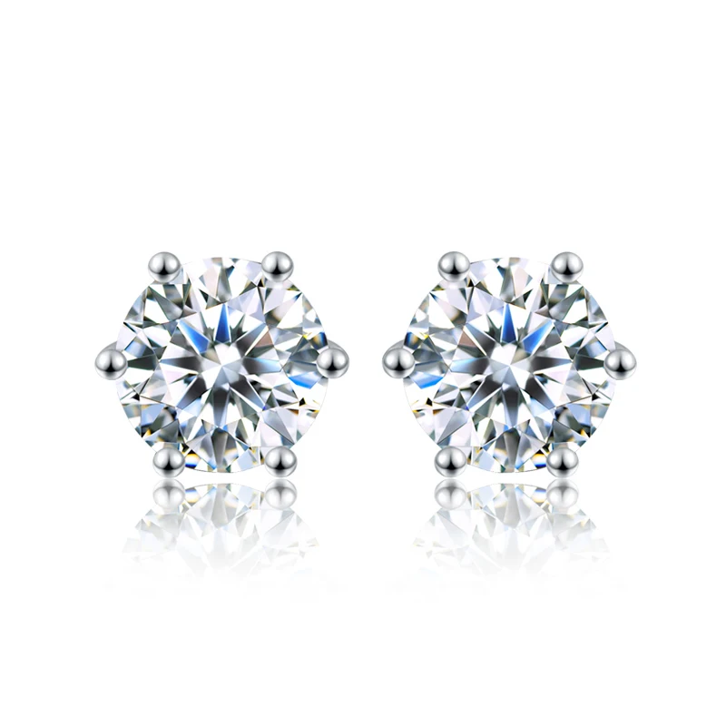 GRA 0.5ct-2ct D Color Certified Moissanite Stud Earrings Lab Created Diamond 925 Sterling Silver Gold Plated Wedding Jewelry - Image 2