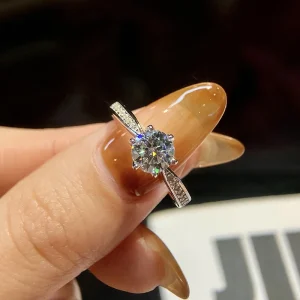 GRA Luxury Real 0.5-1CT Moissanite Diamond Rings for Women Engagement 925 Sterling Silver Original Gemstone Fine Jewelry