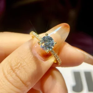 GRA Minimalist 1-2ct Real Moissanite Diamond Round Rings for Women Wedding 925 Sterling Silver Designer Fine Luxury Jewelry