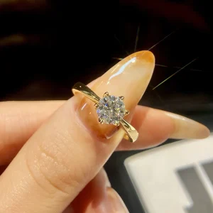  GRA 0.5-1ct Simple Round Real Moissanite Diamond Ring for Women 925 Sterling Silver Wedding Gorgeous High Quality Fine Jewelry