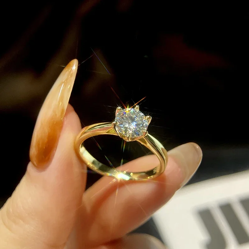  GRA 0.5-1ct Simple Round Real Moissanite Diamond Ring for Women 925 Sterling Silver Wedding Gorgeous High Quality Fine Jewelry - Image 2